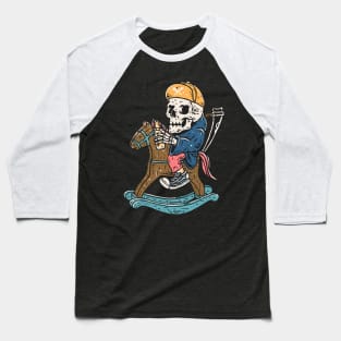 skeleton riding wooden horse Baseball T-Shirt